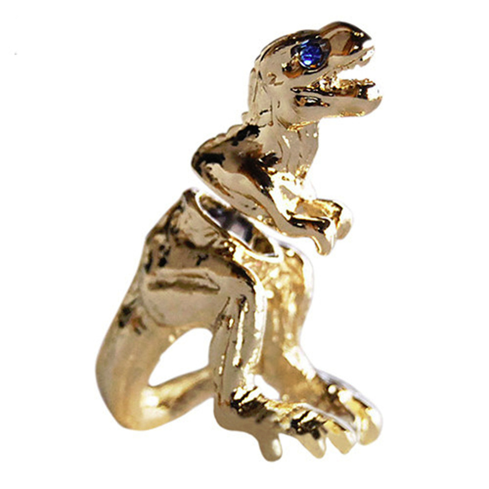 Gold Dinosaur Earrings T-Rex Animal Jewelry164D